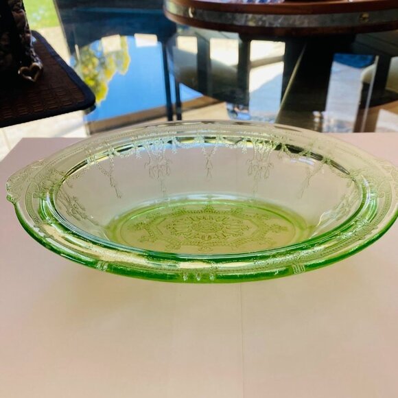 Vintage 1930s Hocking Glass Green Depression Glass Cameo “Ballerina” Oval Veg Di - Picture 4 of 8